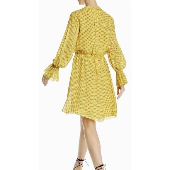 Joie Polka Dots Silk Dress Size S Sulphur Yellow Lined Daevon Over The Knee - Picture 3 of 8